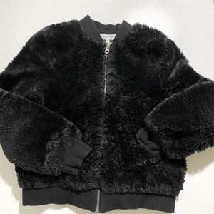 Splendid girls fuzzy black bomber jacket -size 10